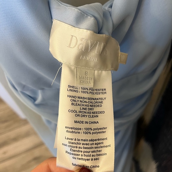 David's Bridal Sky Blue One-Shoulder Gown - Picture 2 of 4